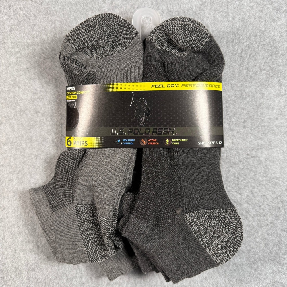 Men's Low‑Cut Performance Socks 6‑Pack Size 6–12 Various Colors – New